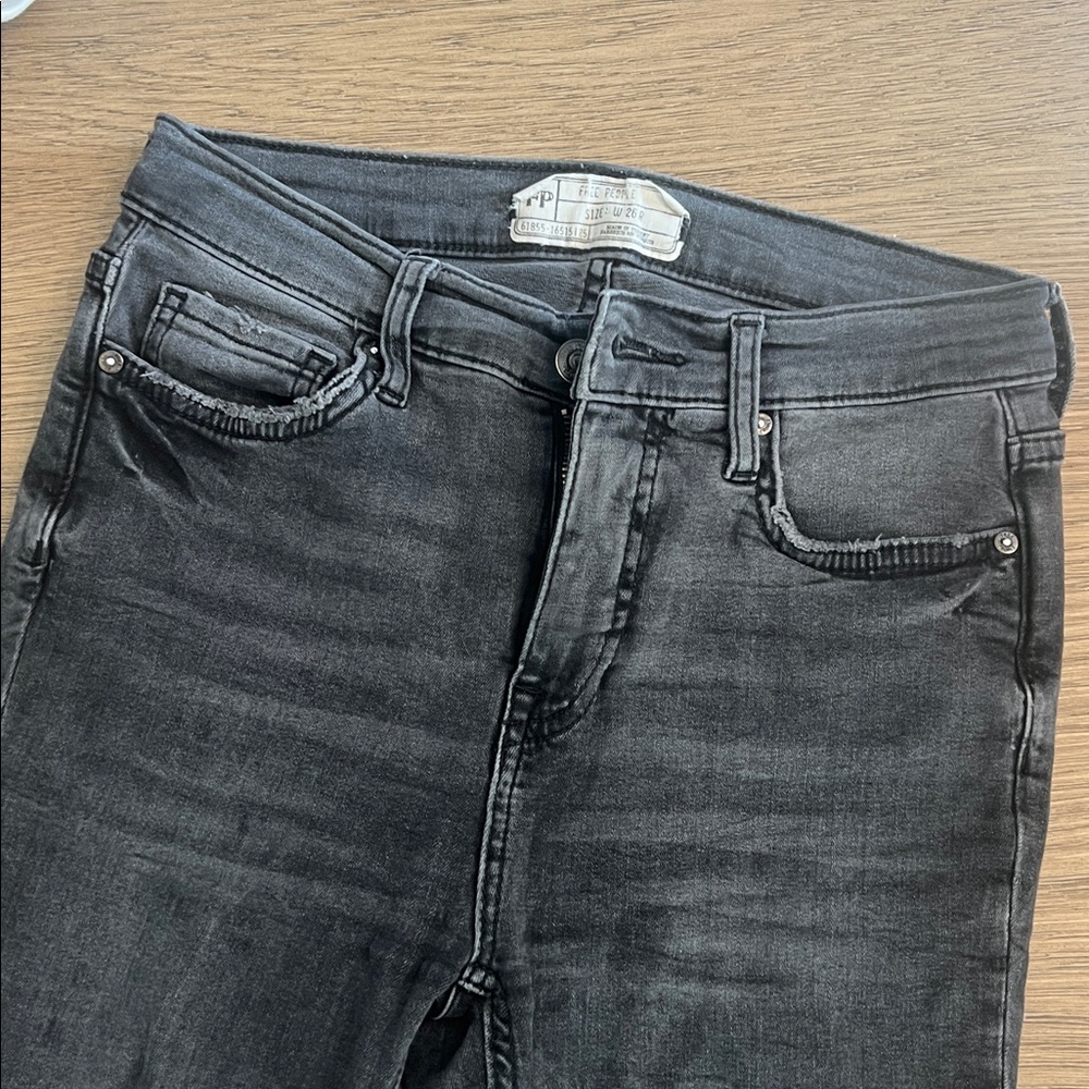 {free people} black ripped skinny jeans